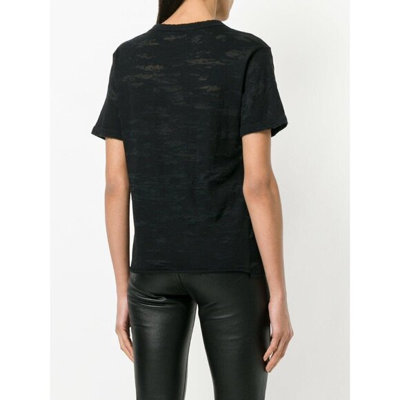SAINT LAURENT Black Lightning Bolt Logo Burnout Short Sleeve T-Shirt, Size L - Picture 2 of 12